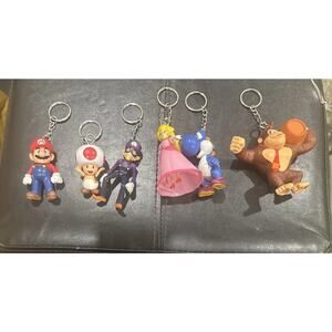 Lot Of 6 Mario Characters Key Chains Mario Wario princess peach donkey Kong More